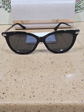 Jimmy Choo Axellegs Black Sunglasses with White Snakeskin-Textured Case